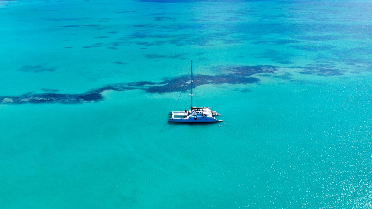 Catamaran on the turquoise water off Punta Cana